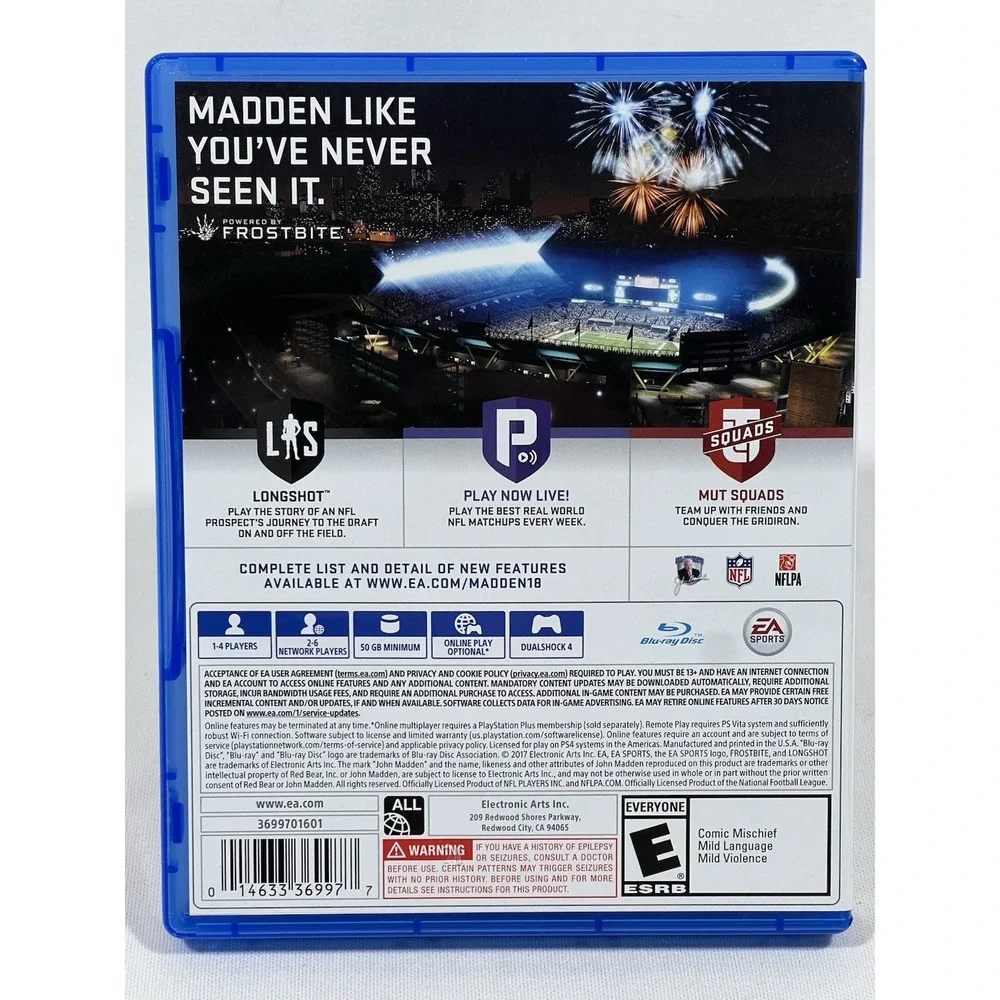 Madden NFL 18 PS4 Football‎ Video Game EA Sports PlayStation 4 Tested